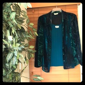 Velvet multi blue/green jacket and shell combo
